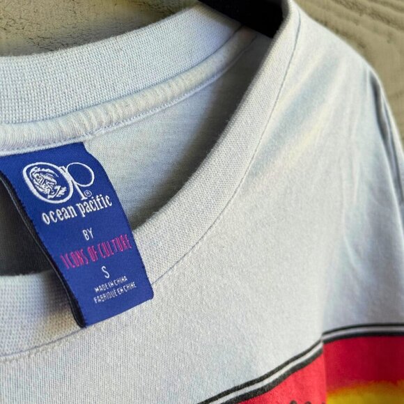 Op Ocean Pacific Surfer Graphic Long Sleeve Crop Tee 🌊🌈 Size Small - Picture 4 of 7